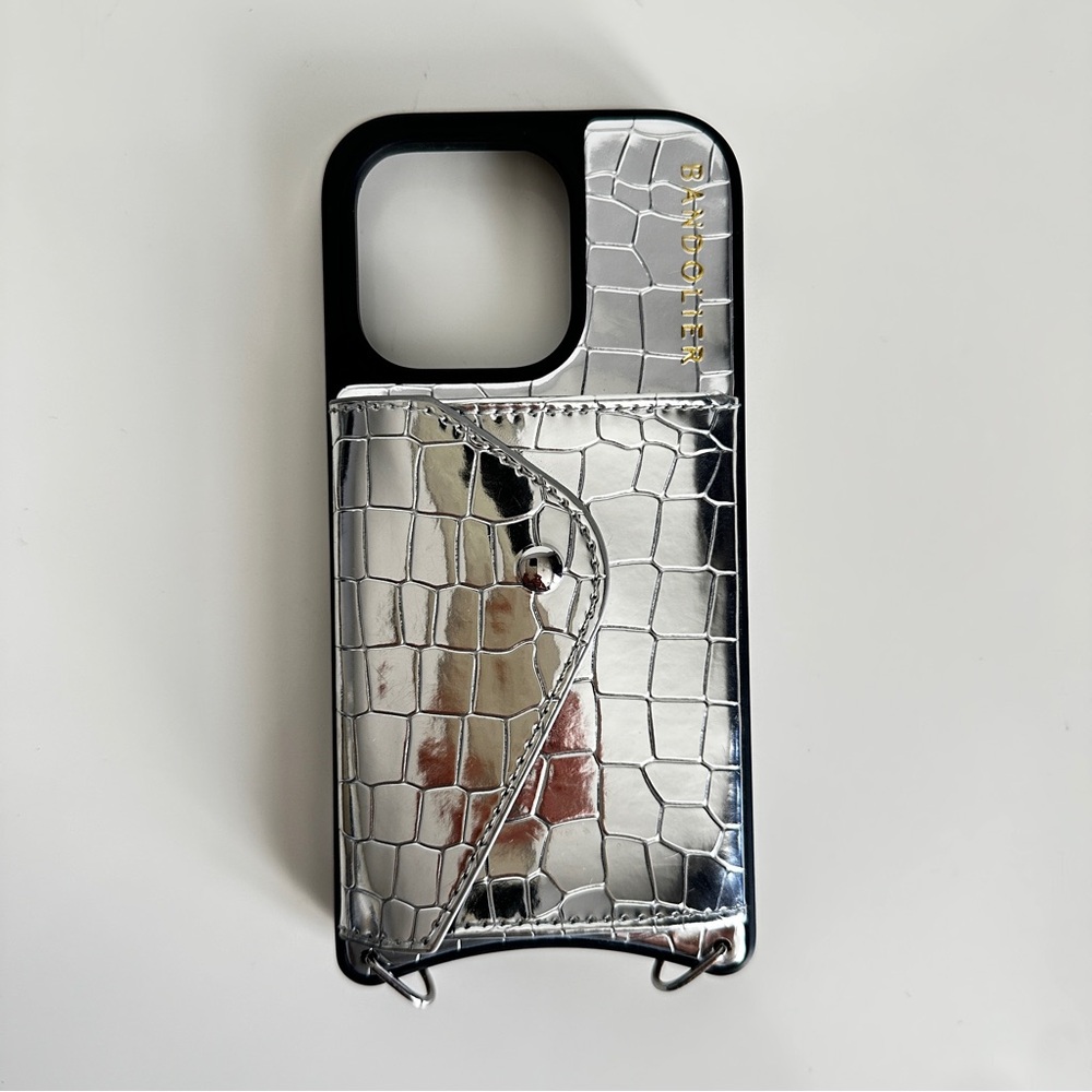 Bandolier Gia Silver Croc Pattern Phone Case iPhone 14 Pro